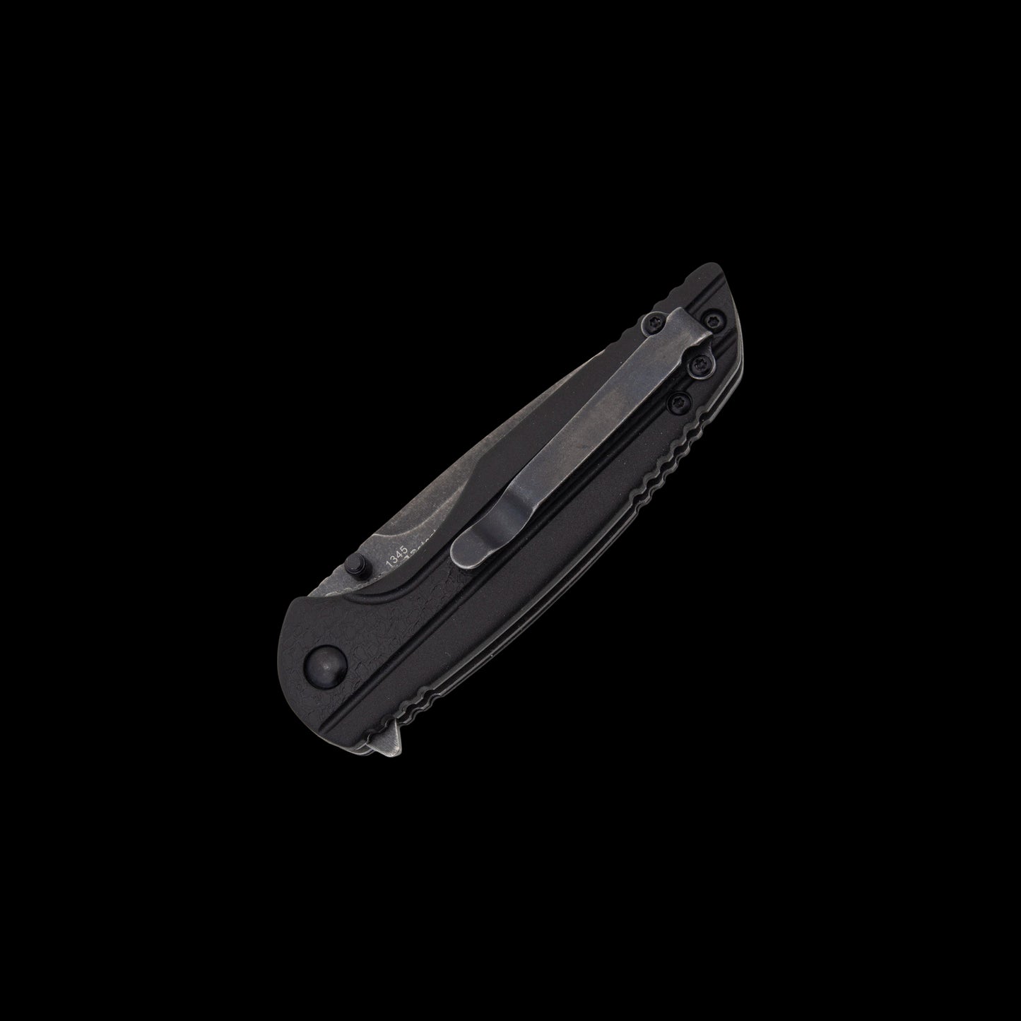 BlackWash 8Cr13MoV drop-point blade on Kershaw Pushrod 1345