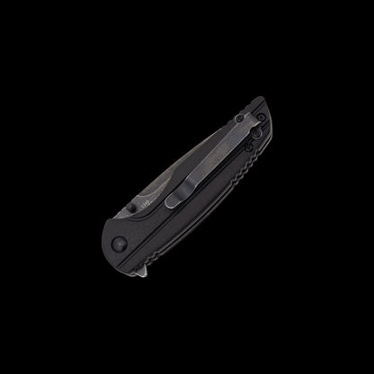 BlackWash 8Cr13MoV drop-point blade on Kershaw Pushrod 1345