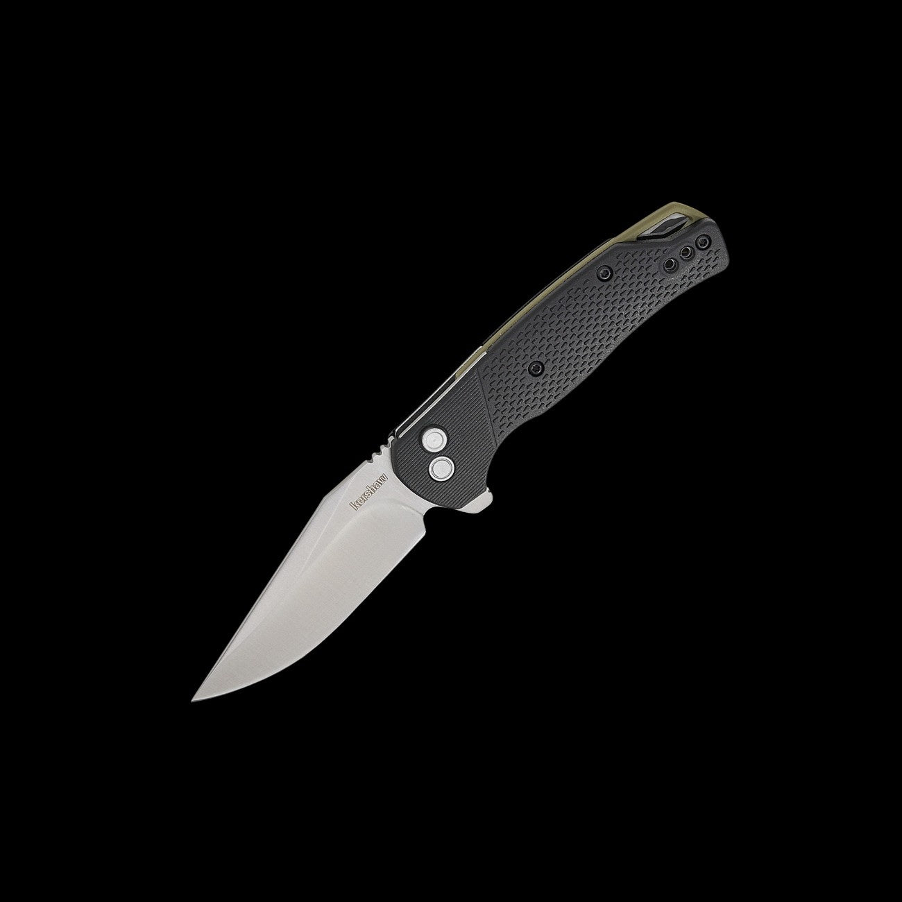 Kershaw Runoff 1429 manual KVT flipper knife with satin clip-point blade and black GFN handle