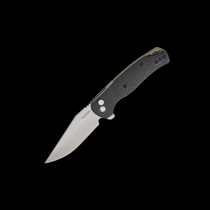 Kershaw Runoff 1429 manual KVT flipper knife with satin clip-point blade and black GFN handle