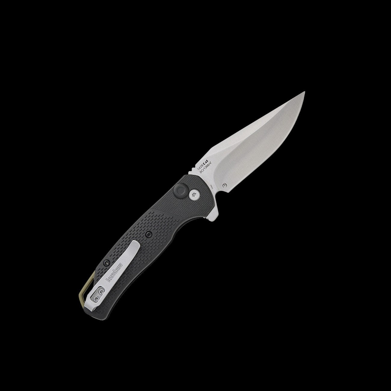 Satin 8Cr13MoV clip-point blade on Kershaw Runoff 1429