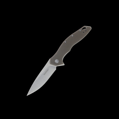 Kershaw Shoreline 1845ODSW assisted folding knife with stonewashed blade and OD green GFN handle