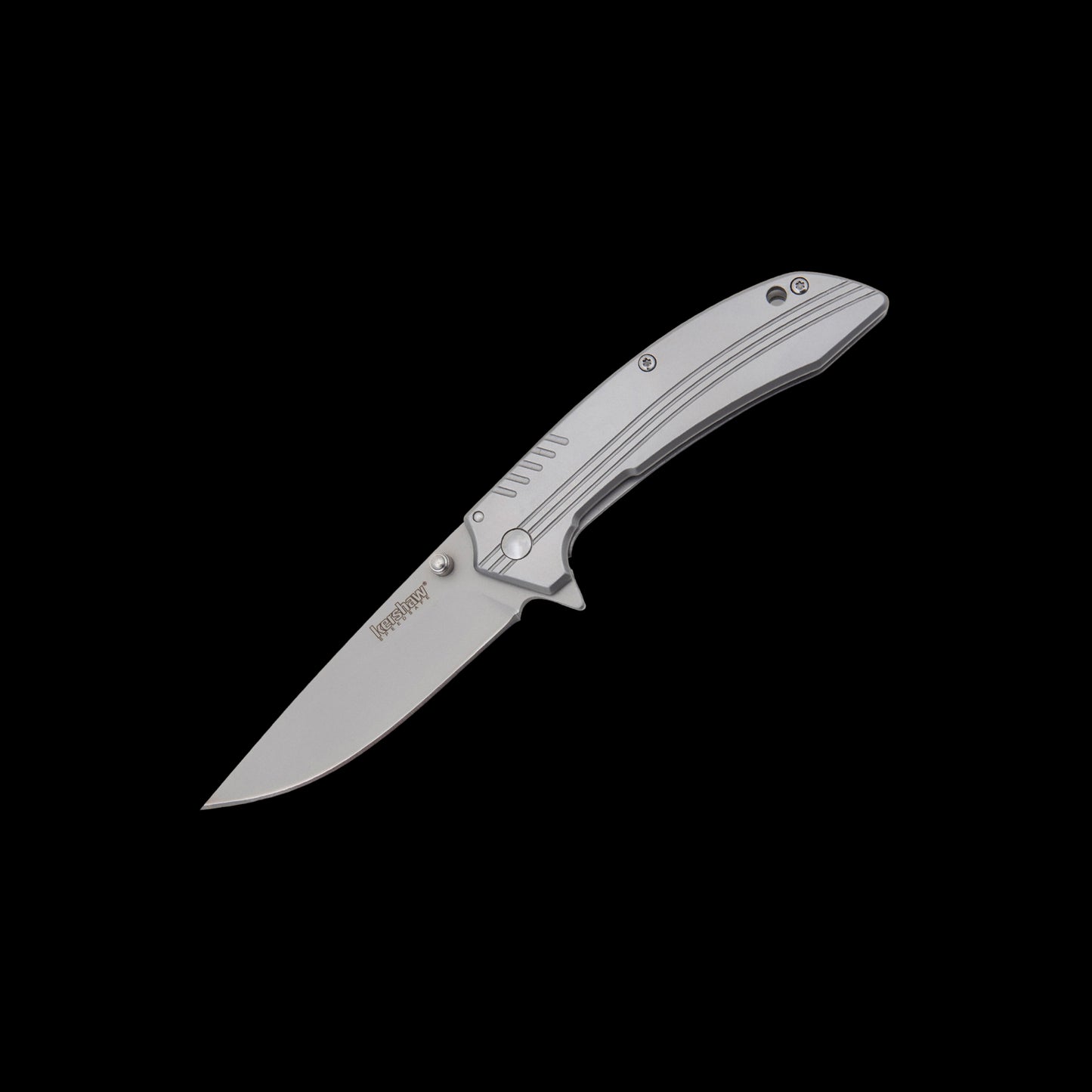 Kershaw Shroud 1349 assisted folding knife with drop-point blade and grey stainless-steel handle