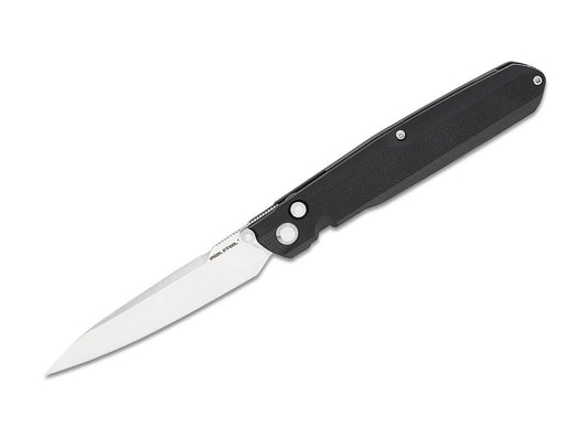 Real Steel G5 Metamorph Button Lock 7831B Satin 14C28N, Black G10, pocket knife, Ostap Hel design