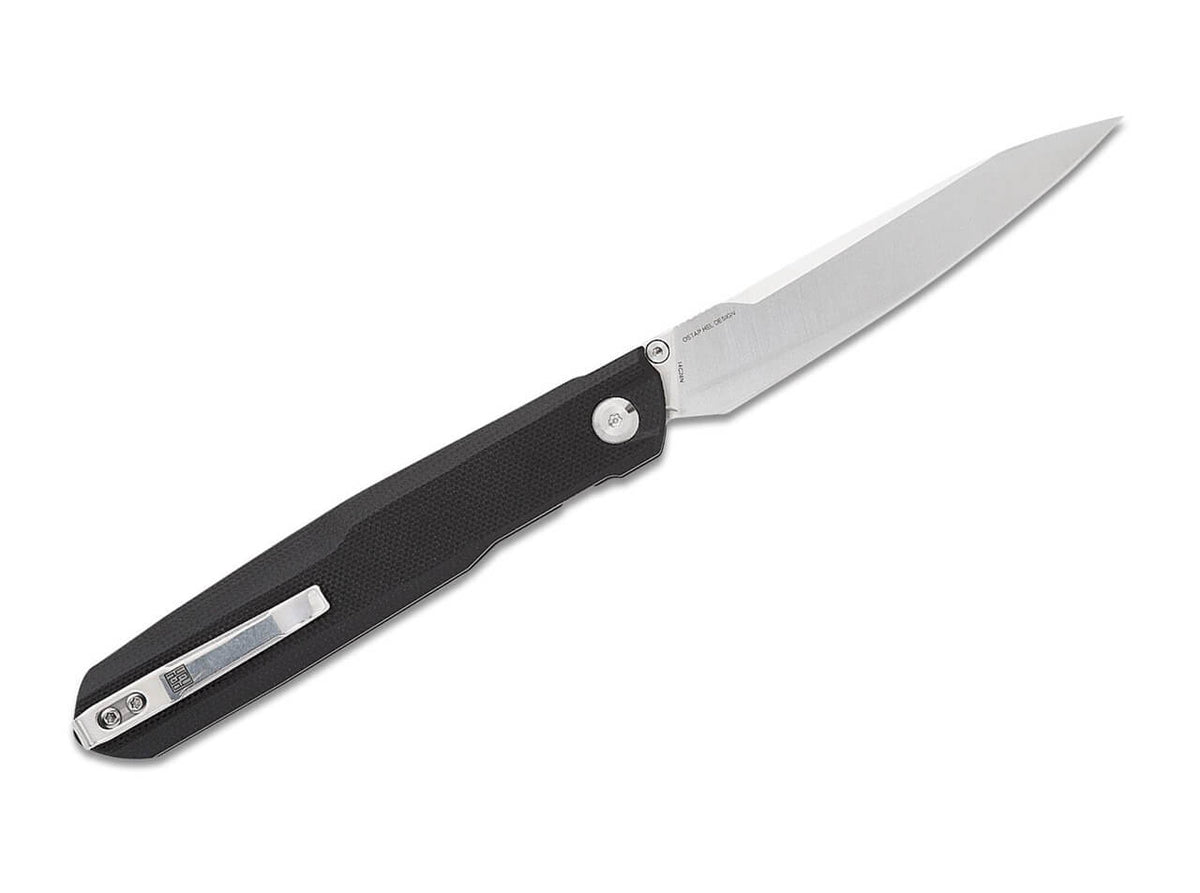 Real Steel G5 Metamorph Button Lock 7831B Satin 14C28N, Black G10, pocket knife, Ostap Hel design