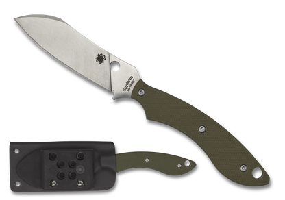 Spyderco Stok Drop Point Fixed Blade Knife OD Green G-10 (3" Satin) FB50GPOD