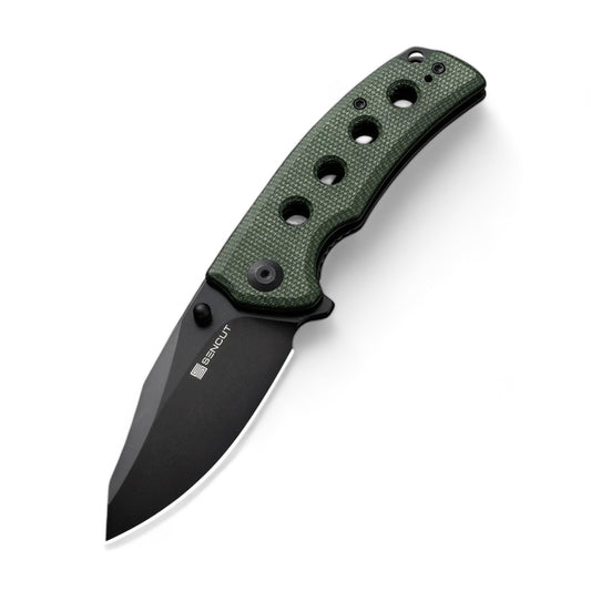 SENCUT | Excalis Flipper & Thumb Stud Knife | Micarta Handle | S23068-3