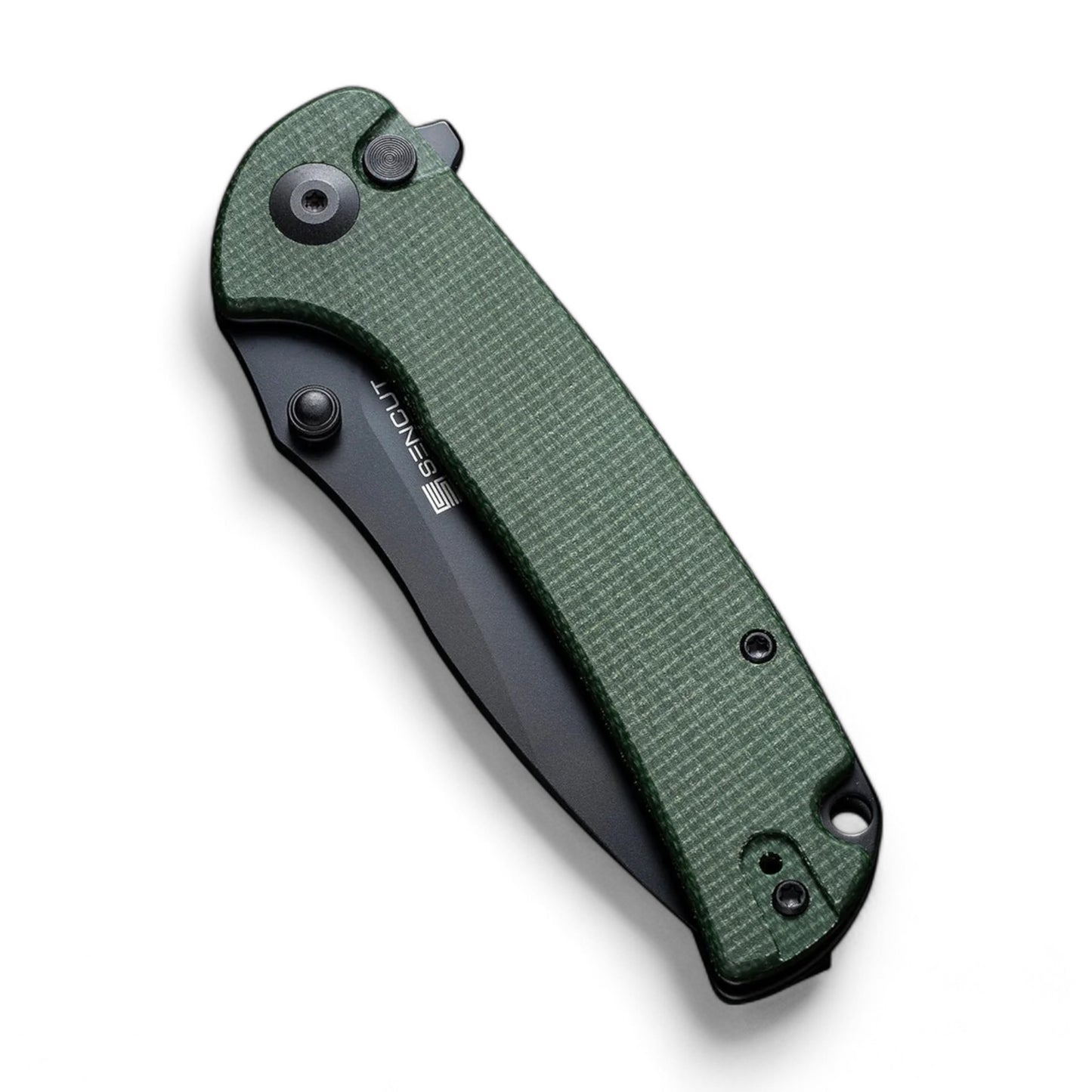 SENCUT | Pulsewave Flipper & Thumb Stud & Button Lock Knife Micarta Handle | S23032-3