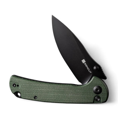 SENCUT | Pulsewave Flipper & Thumb Stud & Button Lock Knife Micarta Handle | S23032-3