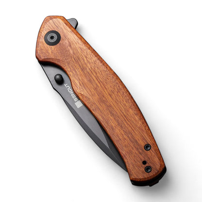 SENCUT | Slashkin Flipper & Thumb Stud Knife Wood Handle | S20066-4