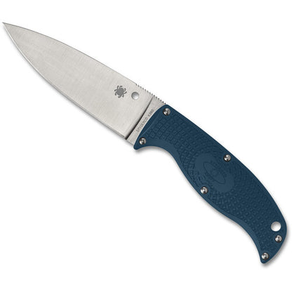 Spyderco Enuff 2 Fixed Blade Knife 3.93" K390 Leaf Shaped Plain Blade, Blue FRN Handles, Polymer Sheath - FB31PBL2K390