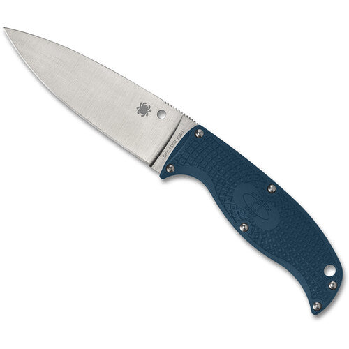 Spyderco Enuff 2 Fixed Blade Knife 3.93" K390 Leaf Shaped Plain Blade, Blue FRN Handles, Polymer Sheath - FB31PBL2K390