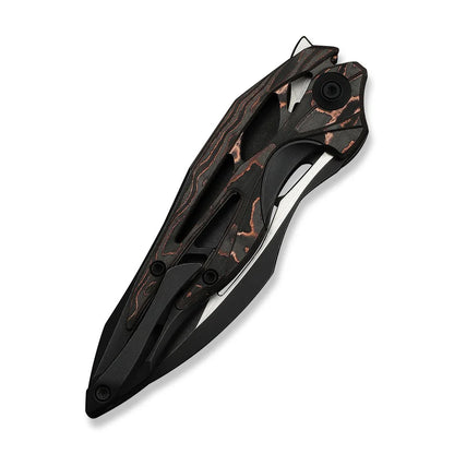 WEKNIFE Arrakis Flipper Knife Black Integral Titanium Handle With Copper Foil Carbon Fiber Inlay (3.47" Black Stonewashed Vanax Blade, Satin Flat) 906CF-E