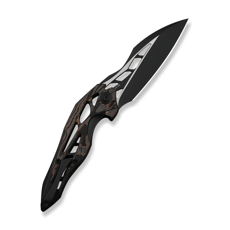 WEKNIFE Arrakis Flipper Knife Black Integral Titanium Handle With Copper Foil Carbon Fiber Inlay (3.47" Black Stonewashed Vanax Blade, Satin Flat) 906CF-E