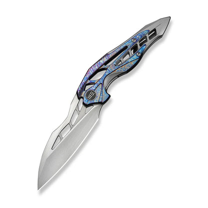 WEKNIFE Arrakis Flipper Knife Gray Integral Titanium Handle With Flamed Titanium Inlay (3.47" Hand Rubbed Satin Vanax Blade) 906K