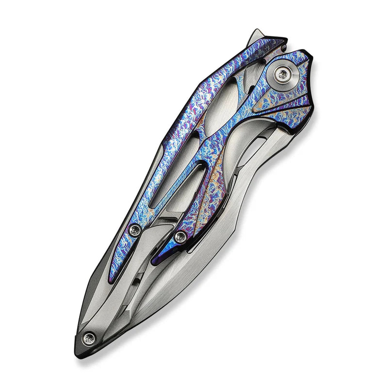 WEKNIFE Arrakis Flipper Knife Gray Integral Titanium Handle With Flamed Titanium Inlay (3.47" Hand Rubbed Satin Vanax Blade) 906K