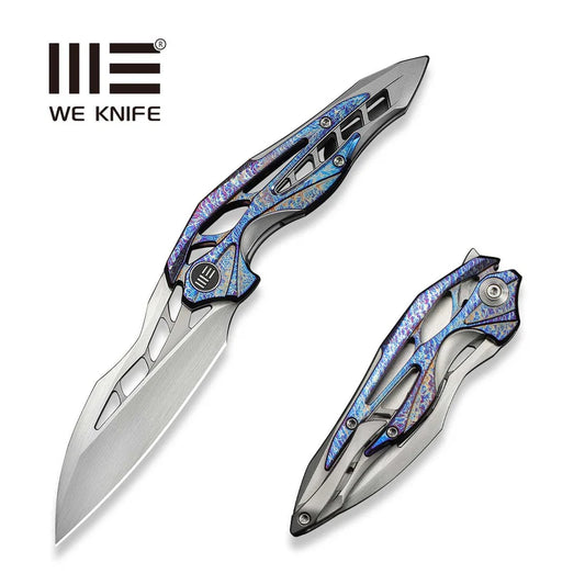 WEKNIFE Arrakis Flipper Knife Gray Integral Titanium Handle With Flamed Titanium Inlay (3.47" Hand Rubbed Satin Vanax Blade) 906K