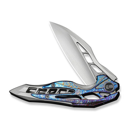 WEKNIFE Arrakis Flipper Knife Gray Integral Titanium Handle With Flamed Titanium Inlay (3.47" Hand Rubbed Satin Vanax Blade) 906K