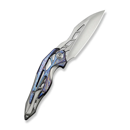 WEKNIFE Arrakis Flipper Knife Gray Integral Titanium Handle With Flamed Titanium Inlay (3.47" Hand Rubbed Satin Vanax Blade) 906K