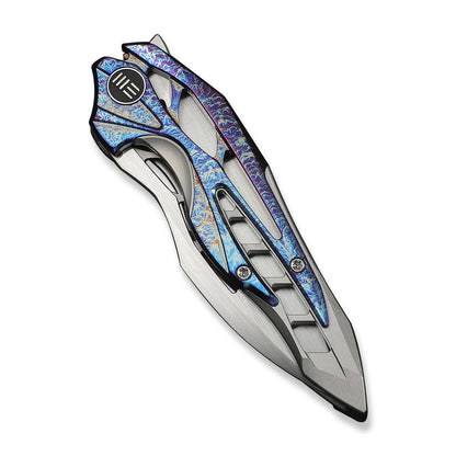 WEKNIFE Arrakis Flipper Knife Gray Integral Titanium Handle With Flamed Titanium Inlay (3.47" Hand Rubbed Satin Vanax Blade) 906K