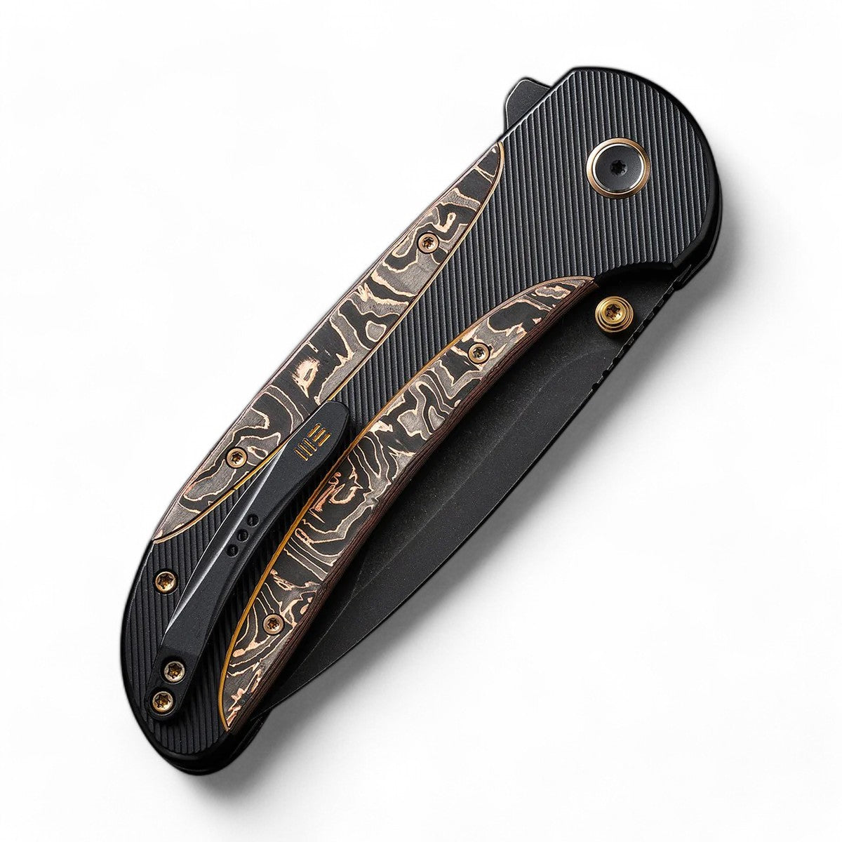 WEKNIFE | Zizzit Flipper & Thumb Stud & Button Lock Knife | Titanium & Carbon Fiber Handle | WE23031-1