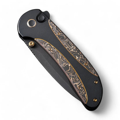 WEKNIFE | Zizzit Flipper & Thumb Stud & Button Lock Knife | Titanium & Carbon Fiber Handle | WE23031-1