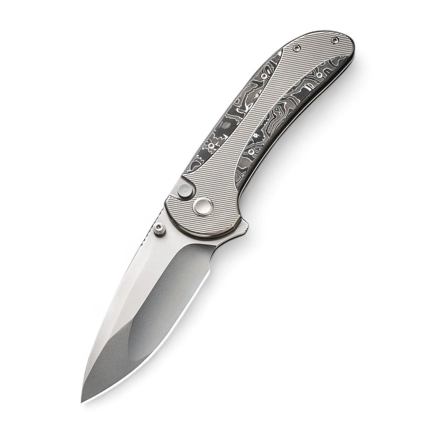 WEKNIFE | Zizzit Flipper & Thumb Stud & Button Lock Knife |Titanium & Carbon Fiber Handle | WE23031-2