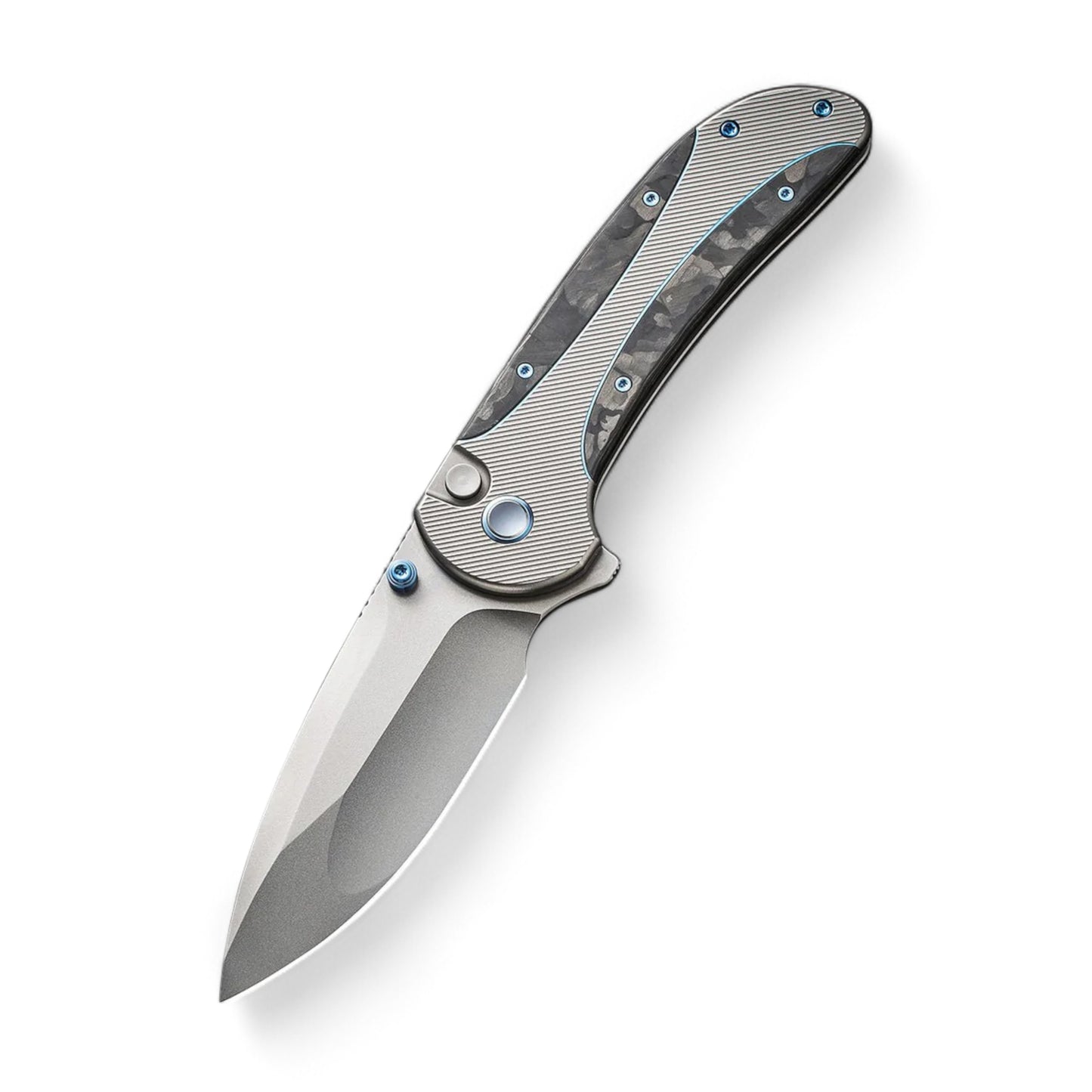 WEKNIFE | Zizzit Flipper & Thumb Stud & Button Lock Knife Titanium & Carbon Fiber Handle | WE23031-3