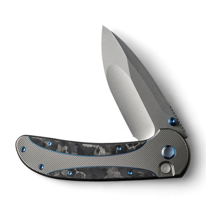 WEKNIFE | Zizzit Flipper & Thumb Stud & Button Lock Knife Titanium & Carbon Fiber Handle | WE23031-3