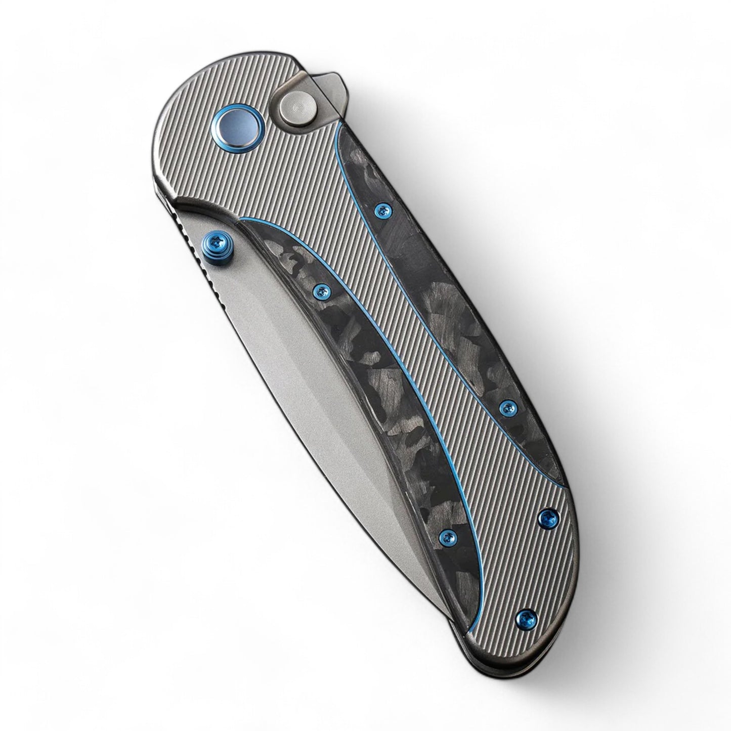 WEKNIFE | Zizzit Flipper & Thumb Stud & Button Lock Knife Titanium & Carbon Fiber Handle | WE23031-3