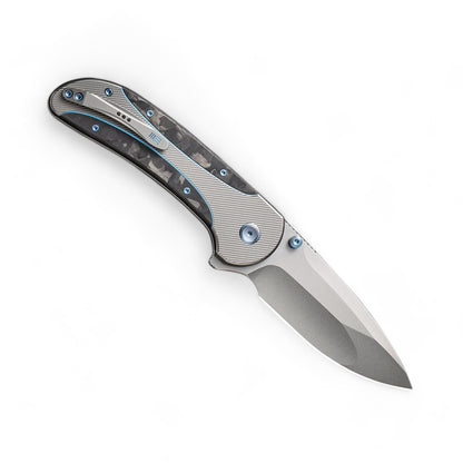 WEKNIFE | Zizzit Flipper & Thumb Stud & Button Lock Knife Titanium & Carbon Fiber Handle | WE23031-3