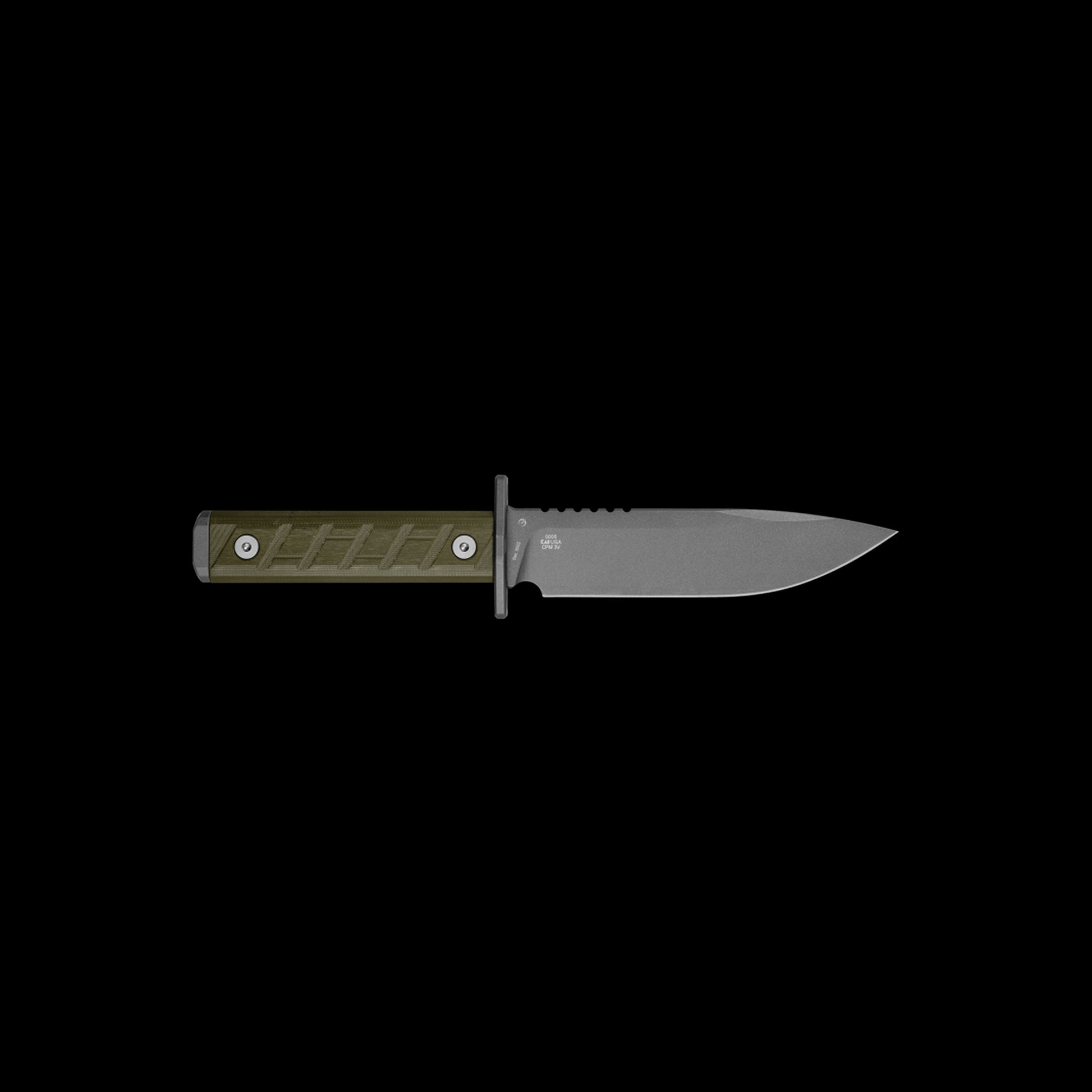 Zero Tolerance 0006 fixed blade field knife with CPM 3V steel blade, olive G10 handle, and Kydex sheath made in the USA