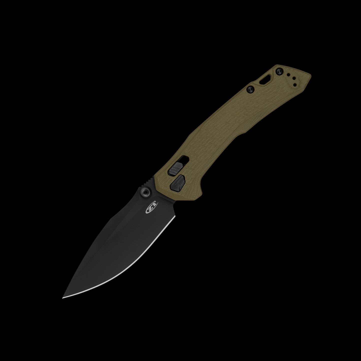 Zero Tolerance 0203 USA-made folding knife with black CPM M4 blade and olive G10 handle
