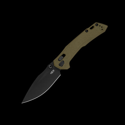Zero Tolerance 0203 USA-made folding knife with black CPM M4 blade and olive G10 handle